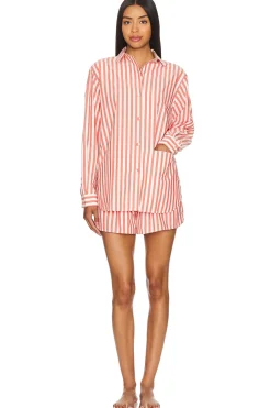 Airy Cotton Curved Hem Short Sleeve Set