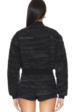 All Over Embroidery Zip Front Bomber Jacket