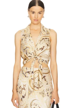 Amos Sleeveless Tie Blouse