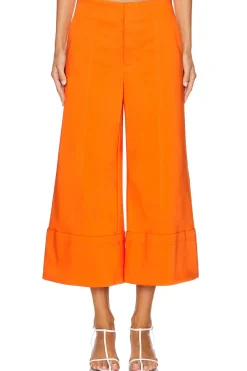 Andra High Rise Wide Leg Cropped Cuff Pant