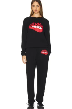 Anela Raglan F You Biting Lip Crew Neck