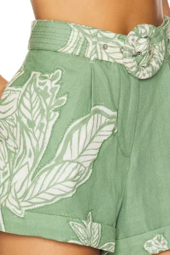 Applique Shorts With Buckle Belt