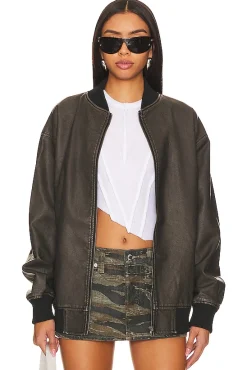 Ariel Faux Leather Bomber