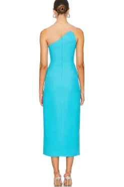 Asymmetric Neckline Midi Dress