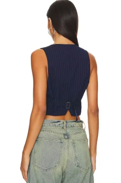 Asymmetric Pin Stripe Vest