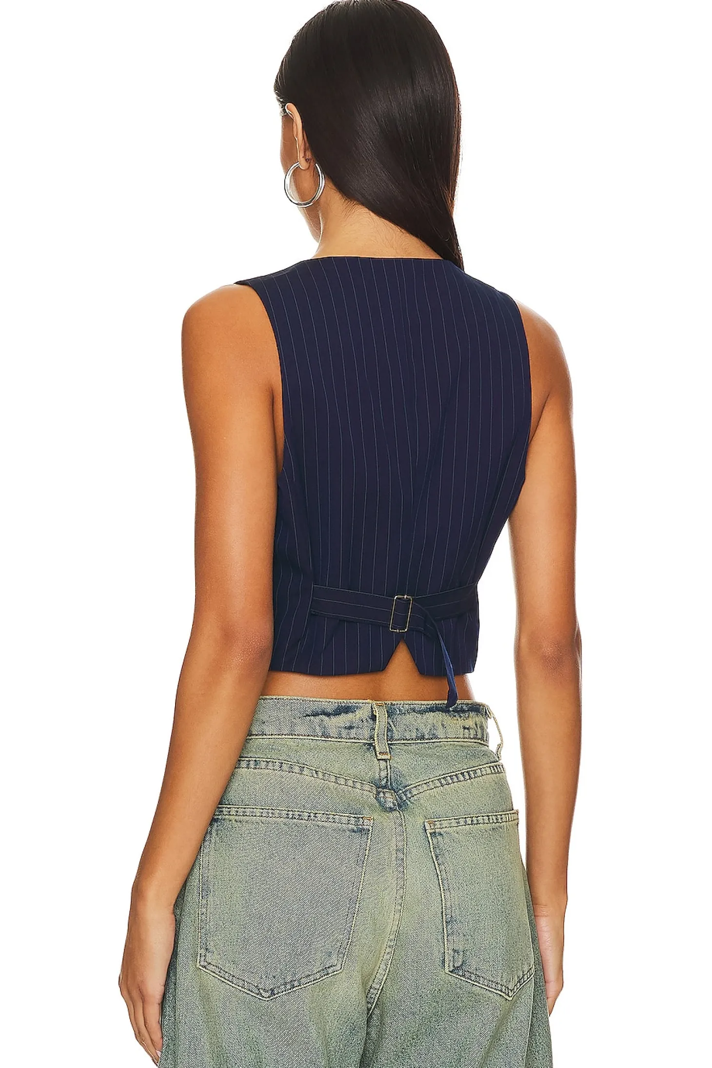 Asymmetric Pin Stripe Vest