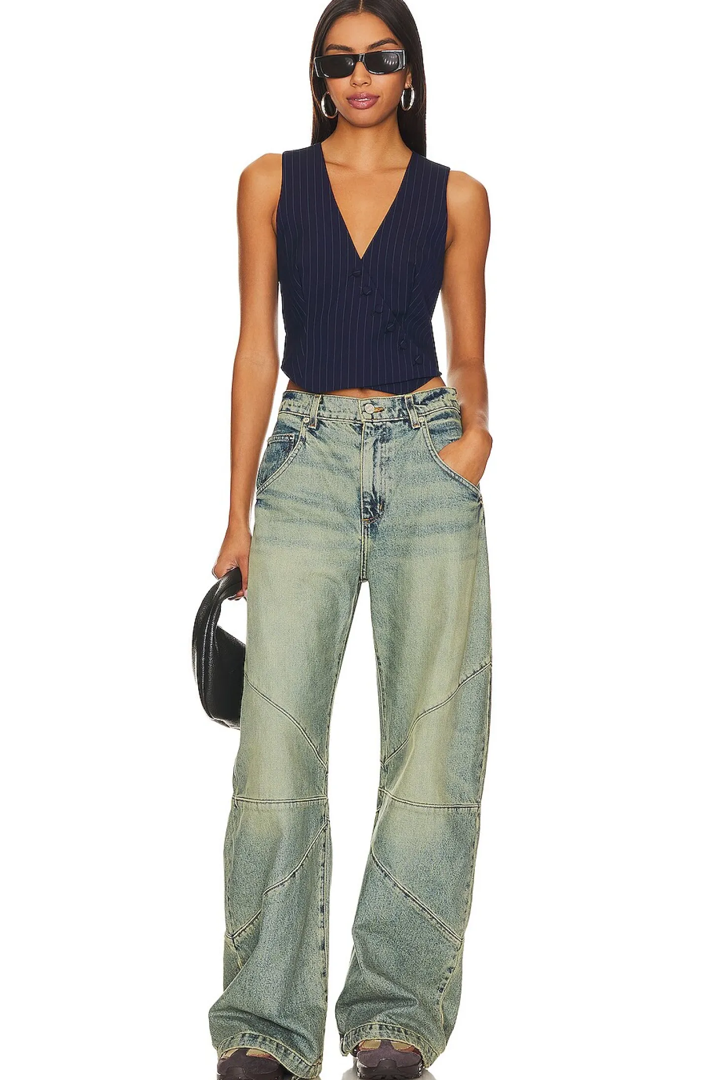 Asymmetric Pin Stripe Vest