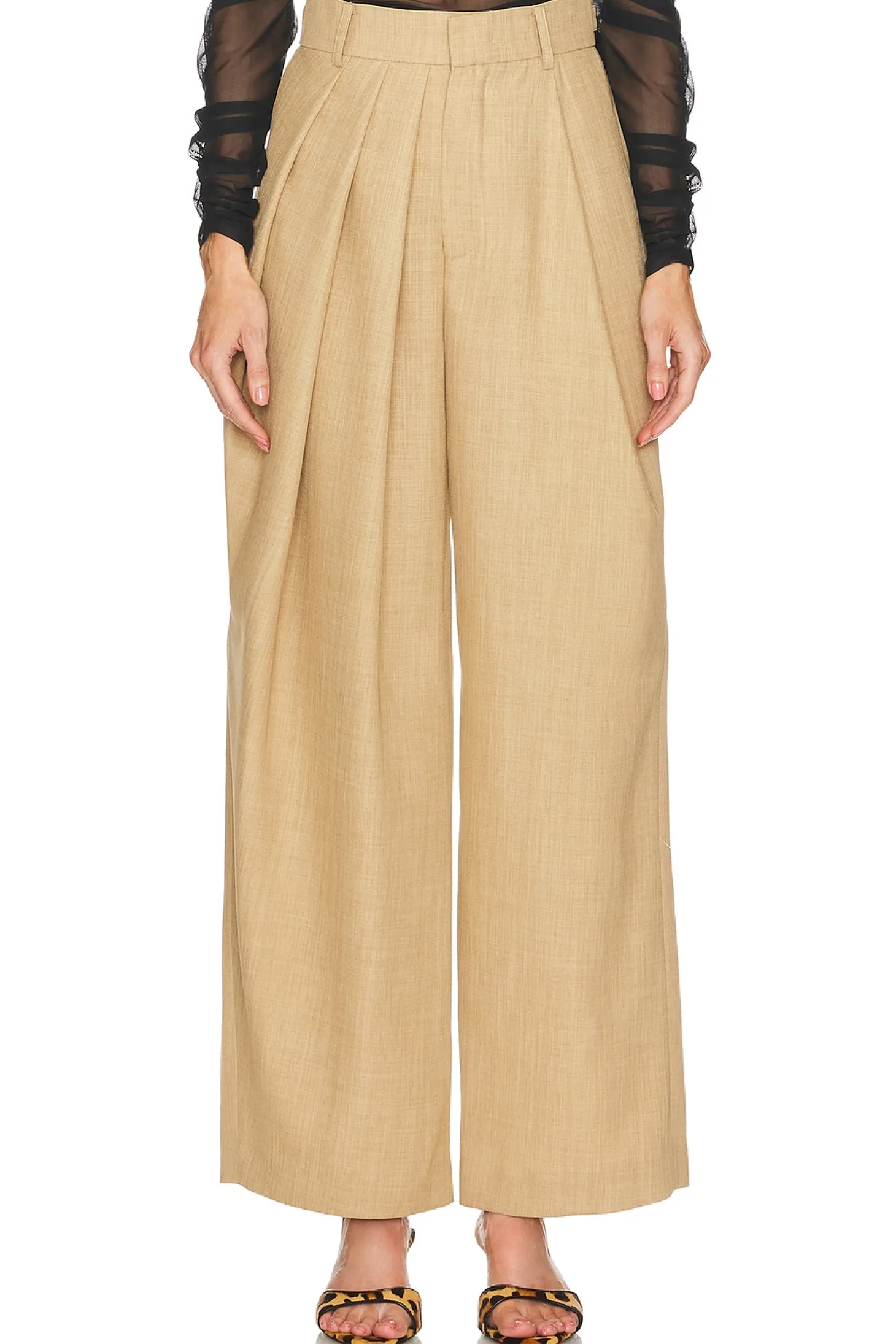 Asymmetric Pleated Pants