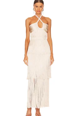 Baldwin Draped Fringe Halter Dress
