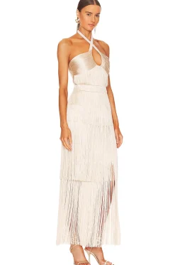 Baldwin Draped Fringe Halter Dress
