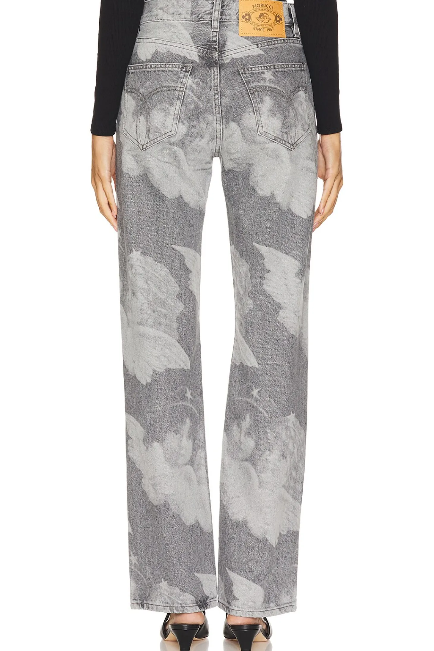 Black Angel Print Straight