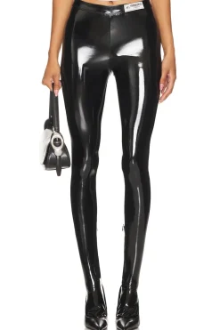 Black Vinyl Footed Leggings