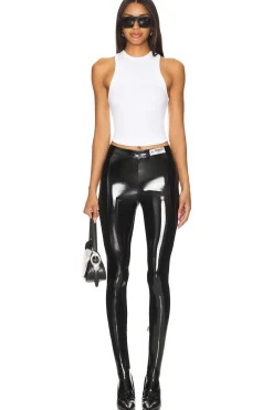 Black Vinyl Footed Leggings