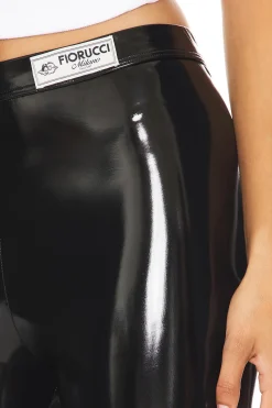 Black Vinyl Footed Leggings