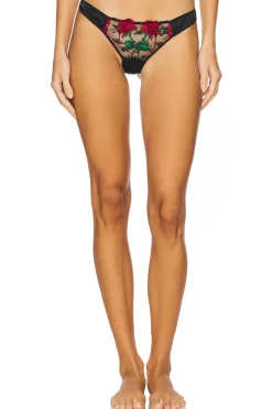 Bleeding Rose Embroidery Thong