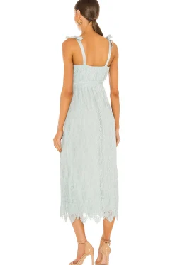 Bonnie Silk Lace Plisse Strapless Bustier Midi Dress