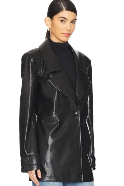 Bordeaux Faux Leather Blazer