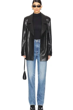 Bordeaux Faux Leather Blazer