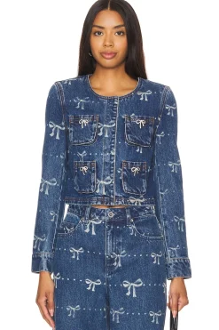 Bow Print Denim Jacket