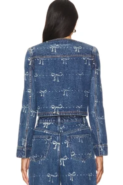 Bow Print Denim Jacket