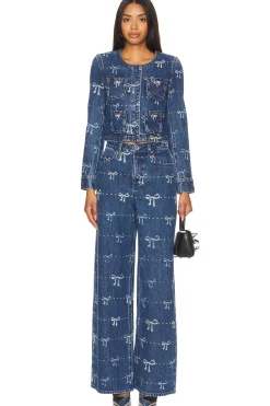 Bow Print Denim Jacket