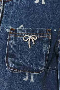 Bow Print Denim Jacket