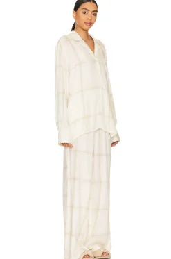 Brushed Flannel Button Up & Drawstring Pull On Pant Set