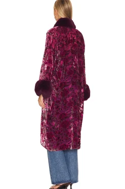 Burnout Velvet Faux Fur Coat