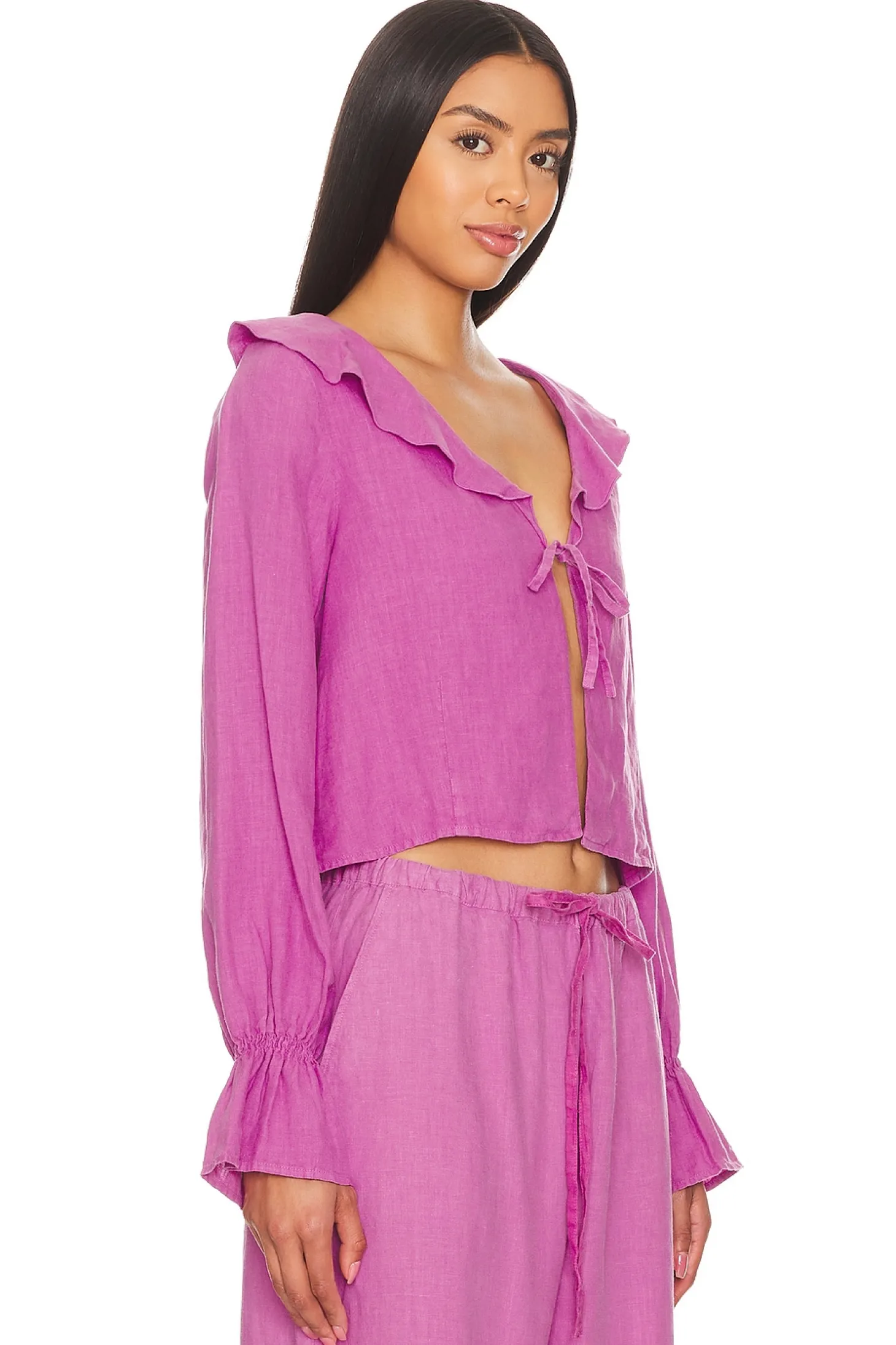 Camila Ruffle Tie Front Top