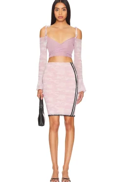 Camo Mesh Midi Skirt