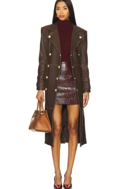 Celina Leather Trench Coat