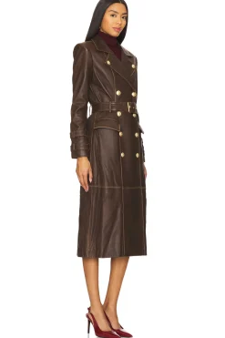 Celina Leather Trench Coat