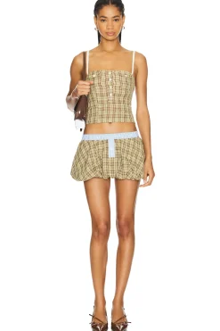 Check Boxer Puffball Skirt