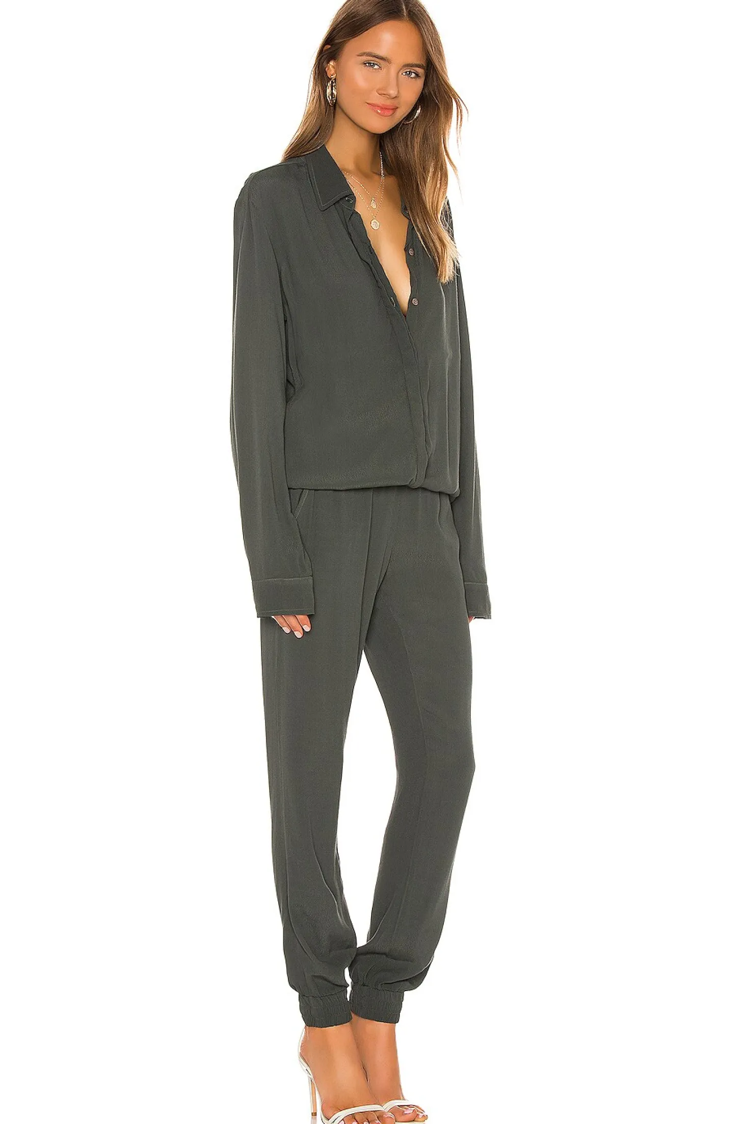 Crepe Long Sleeve Jumpsuit