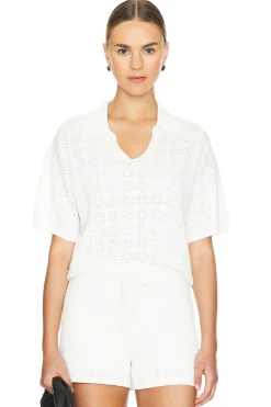 Crochet Knit Oversized Polo Tee