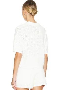 Crochet Knit Oversized Polo Tee