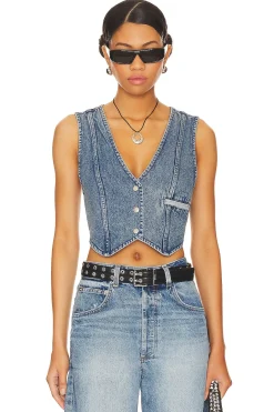 Cropped Denim Vest