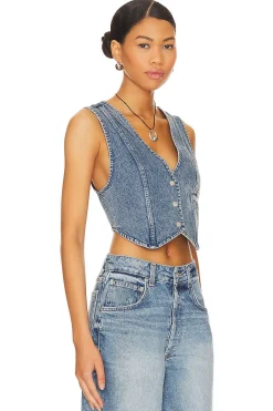 Cropped Denim Vest