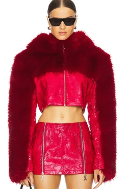 Cropped Faux Fur Hoodie Jacket