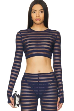 Cropped Long Sleeve Crewneck Top