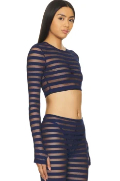 Cropped Long Sleeve Crewneck Top