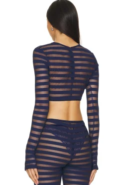 Cropped Long Sleeve Crewneck Top