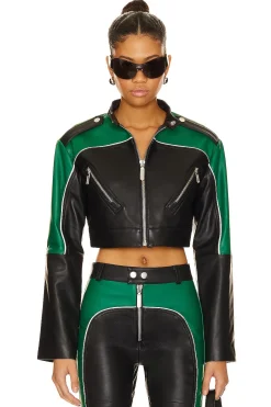 Cropped Moto Biker Leather Jacket