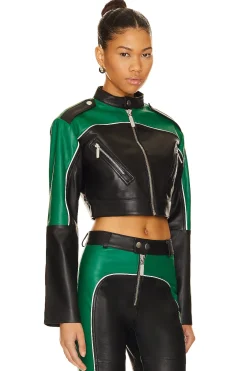 Cropped Moto Biker Leather Jacket