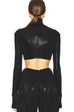 Cropped Slim Fit Long Sleeve Turtleneck Top