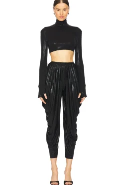 Cropped Slim Fit Long Sleeve Turtleneck Top