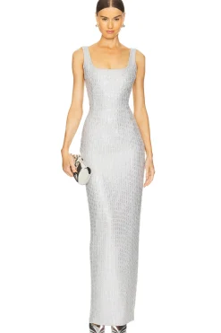 Crystal Embllished Chiffon Maxi Dress