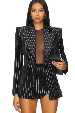 Crystal Velvet Single Breasted Fitted Blazer