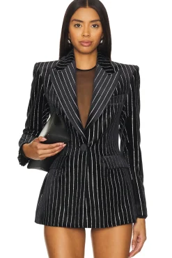 Crystal Velvet Single Breasted Fitted Blazer