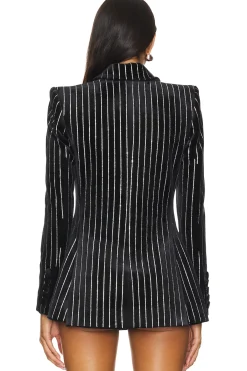 Crystal Velvet Single Breasted Fitted Blazer